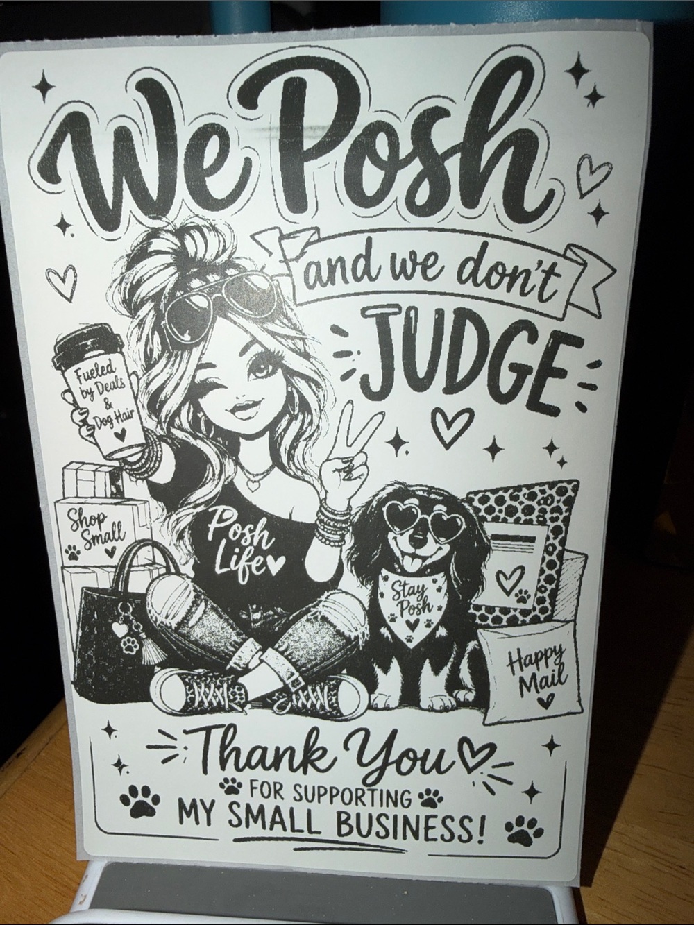 We Posh Thank You sticker 4x6 50 count